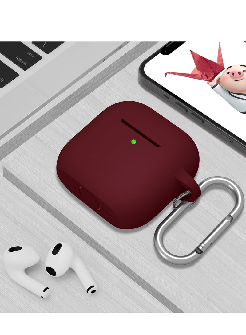 SZOXST Compatible with AirPods 4 Case Cover, Soft Silicone Shockproof Covers for Airpods 4th Generation 2024 Cases with Keychain and Cleaning Kit Front LED Visible for Women and Men Burgundy Red - Image 2