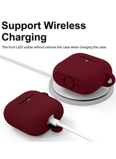 SZOXST Compatible with AirPods 4 Case Cover, Soft Silicone Shockproof Covers for Airpods 4th Generation 2024 Cases with Keychain and Cleaning Kit Front LED Visible for Women and Men Burgundy Red  - Image 3