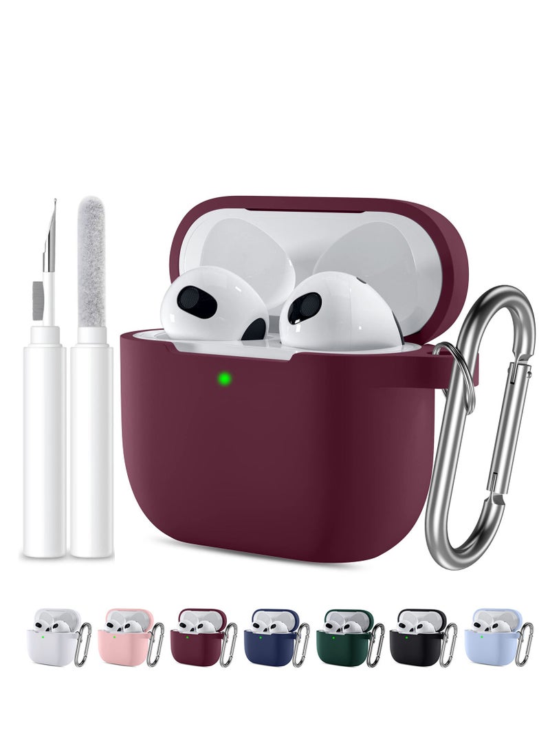 SZOXST Compatible with AirPods 4 Case Cover, Soft Silicone Shockproof Covers for Airpods 4th Generation 2024 Cases with Keychain and Cleaning Kit Front LED Visible for Women and Men Burgundy Red - Image 1