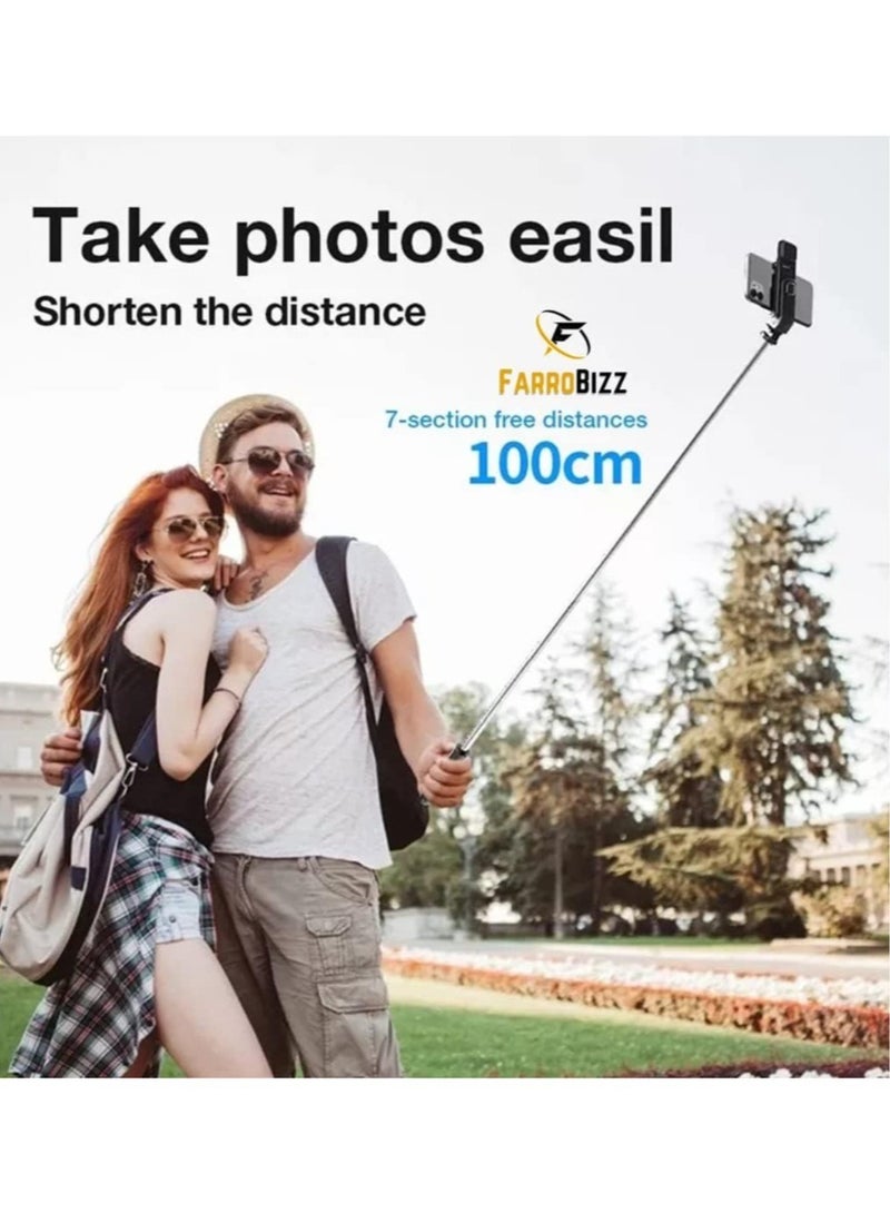 ELTRAZONE Foldable Tripod Monopod Selfie Stick Blue tooth With Wireless Button Shutter Selfie Stick With LED For iOS Android - Image 4