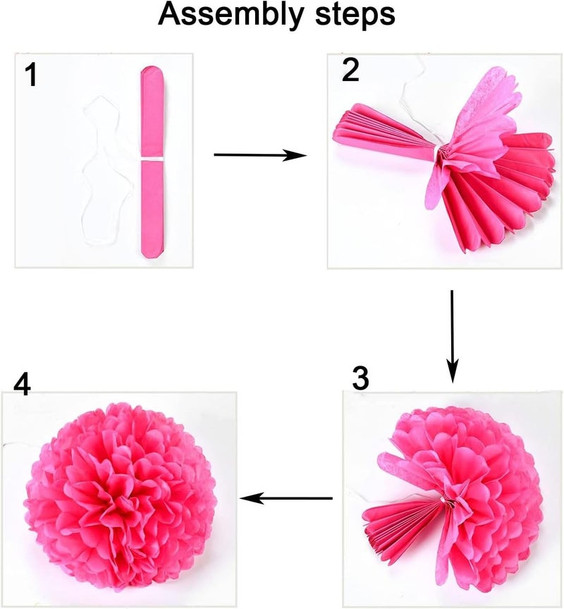 Aimto 12pcs Rainbow Paper Pom Poms Decorations for Party Ceiling Wall Hanging Tissue Flowers Decorations - 6 Colors of 12 Inch, 10 Inch - Image 3