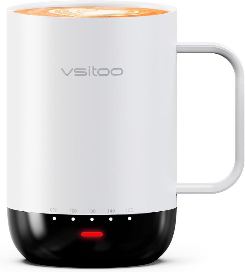 VSITOO S3 Pro 16oz Smart Self Heating Coffee Mug, Heated Coffee Mug with AI Auto-Sensing Temperature Control, 120-150℉ Rechargeable Smart Mug Warmer, IPX7 Waterproof, Gift for Men Women, Black - Image 1