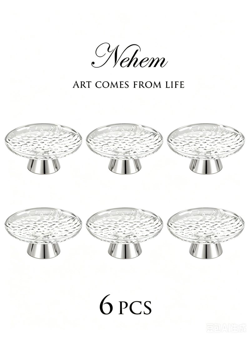 nehem 6 PCS Clear Serving Tray, Serving Plate, Elegant Polka Dot Pattern Clear Trays, Spill-Proof Tray, Decorative Serving Tray for Candy, Fruit, Nuts & Desserts - Image 1