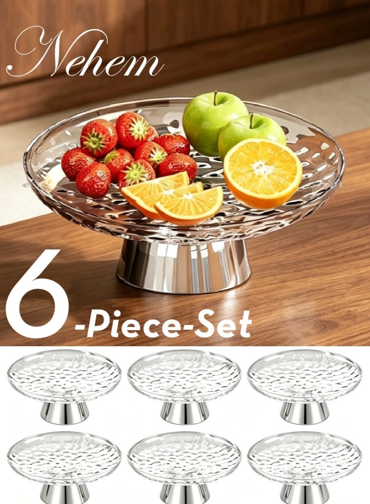 nehem 6 PCS Clear Serving Tray, Serving Plate, Elegant Polka Dot Pattern Clear Trays, Spill-Proof Tray, Decorative Serving Tray for Candy, Fruit, Nuts & Desserts - Image 1