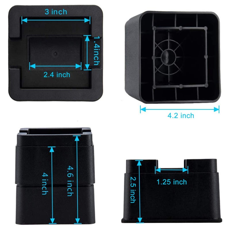 BTSD-home 2 Inch Heavy Duty Bed Risers 4 Inch Adjustable Bed Lifts Fits to All Wheels of Furniture, Sofa and Table, Couch Bed Frame Riser 4 Pack - Image 4