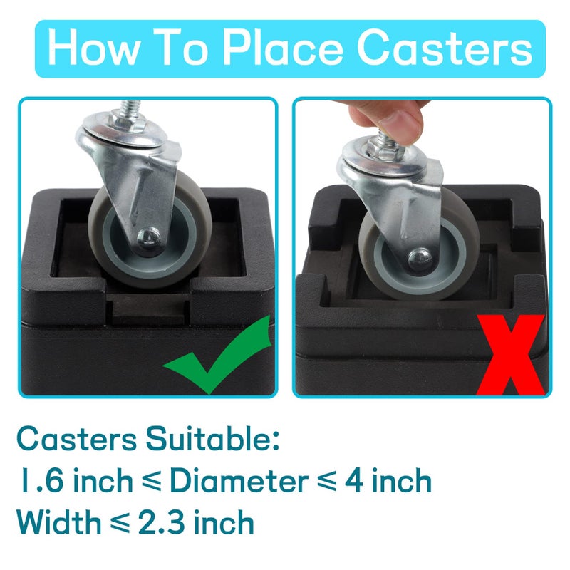 BTSD-home 2 Inch Heavy Duty Bed Risers 4 Inch Adjustable Bed Lifts Fits to All Wheels of Furniture, Sofa and Table, Couch Bed Frame Riser 4 Pack - Image 3
