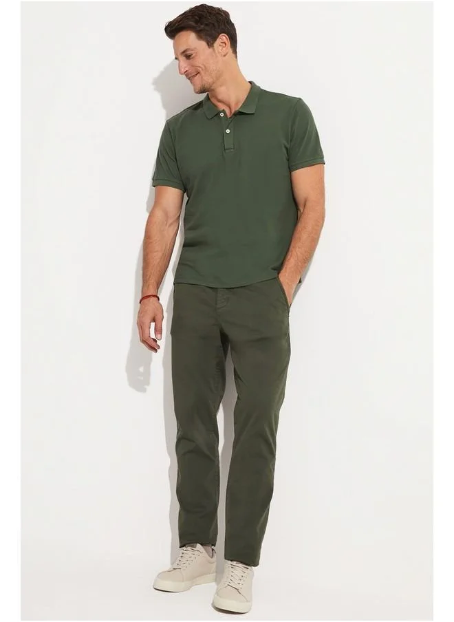 جون June Men Regular Fit 100% Cotton Polo Neck Tshirt Khaki