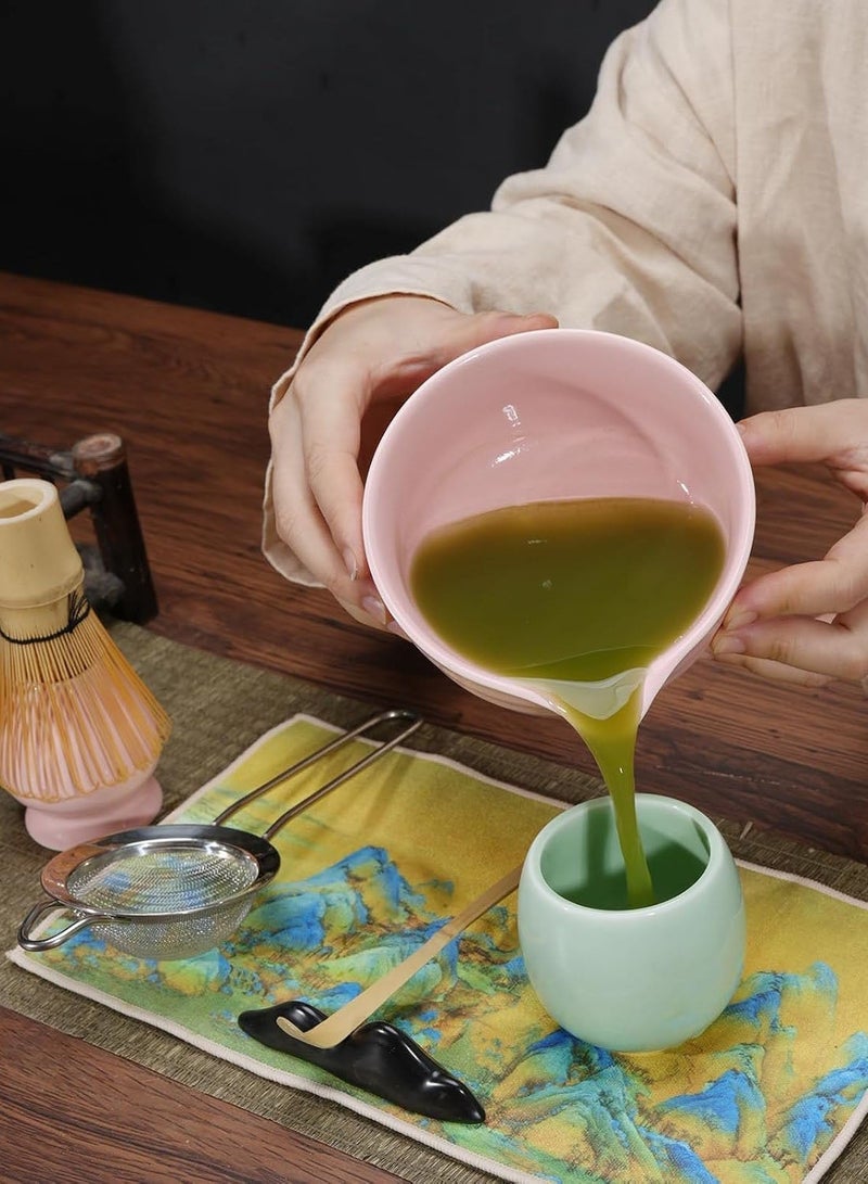MissTiara Matcha Set, Made With Natural Bamboo And Premium Quality Ceramic, Japanese 4 pieces set, Matcha Bowl with Spout, Bamboo Matcha Whisk, Matcha Scoop, Whisk Holder, Pink - Image 4