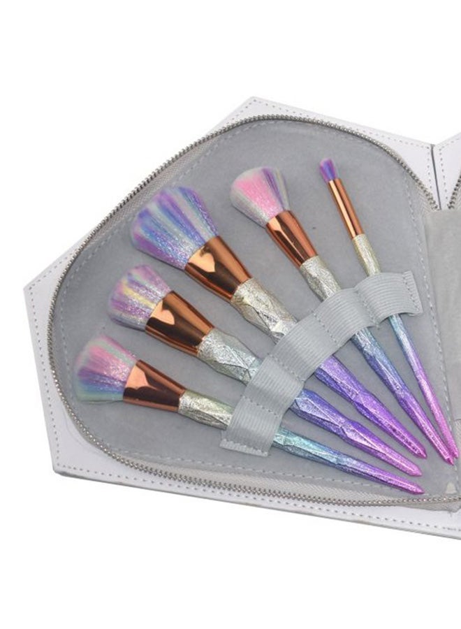 Loquat 10-Piece Unicorn Brush Set With Cosmetic Bag Grey/Purple/Gold - Image 2