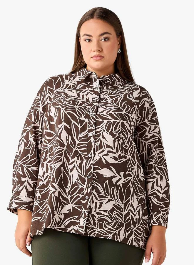 Ulla Popken Ulla Popken Relaxed Fit Viscose Printed Shirt