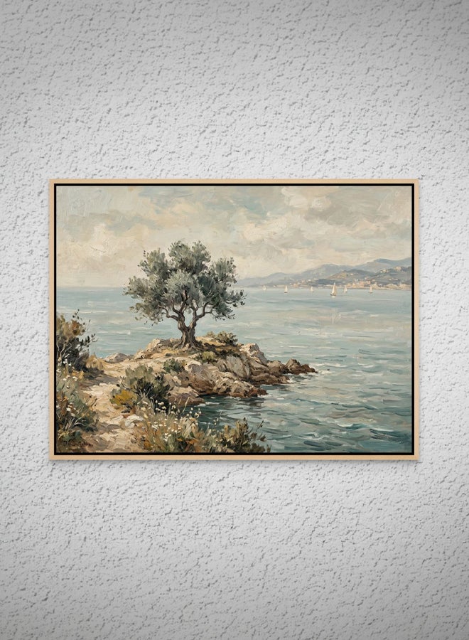Art Decor Coastal Olive Tree, 100% Framed Landscape Canvas Print, Nature Wall Decor for Living Room, Bedroom, Home Office - Image 1