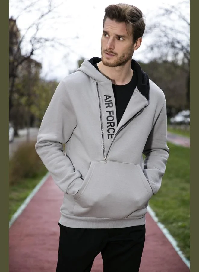 Buratti  Buratti Kangaroo Pocket Zip-Up Hooded Slim Fit Sweatshirt for Men 575707 for Men | Best Price UAE