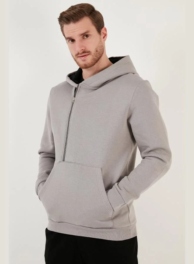 Buratti  Buratti Kangaroo Pocket Zip-Up Hooded Slim Fit Sweatshirt for Men 575707 for Men | Best Price UAE
