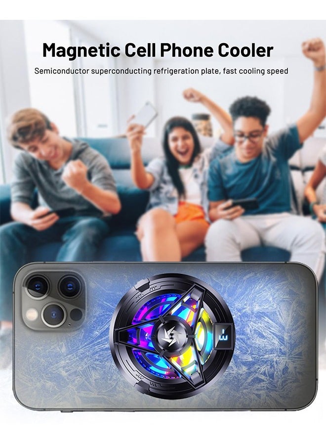 MAANGE - Magnetic Phone Cooler, Universal Cellphone Radiator with Removable Grip and Temperature Display, Portable Lightweight Mobile Phone Cooling Fan for iPhone Android Tablet iPad - Image 1