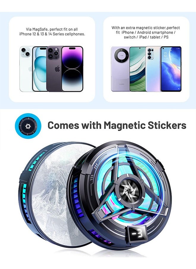 MAANGE - Magnetic Phone Cooler, Universal Cellphone Radiator with Removable Grip and Temperature Display, Portable Lightweight Mobile Phone Cooling Fan for iPhone Android Tablet iPad - Image 1