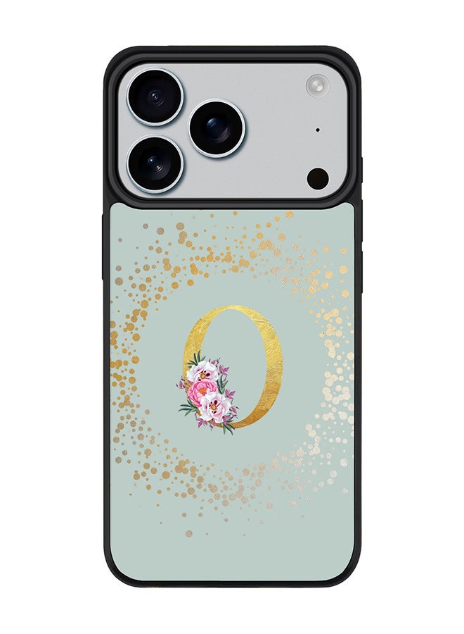 Stylizedd iPhone 17 Pro Case, [Compatible with MagSafe] Slim Magnetic cover Phone Case iPhone 17 Pro -Custom Monogram Floral - O  (Light Grey ) - Image 1