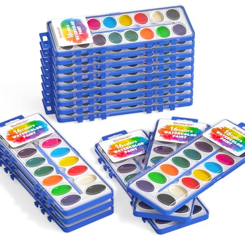 Shuttle Art 16 Colors Watercolor Paint Set Bulk, 15 Pack, Watercolor Paint Set with Paint Brushes for Kids and Adults, Washable Paint for Classroom, Parties, Kindergarten and Art Activities - Image 1