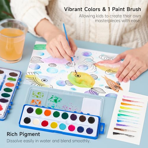 Shuttle Art 16 Colors Watercolor Paint Set Bulk, 15 Pack, Watercolor Paint Set with Paint Brushes for Kids and Adults, Washable Paint for Classroom, Parties, Kindergarten and Art Activities - Image 3