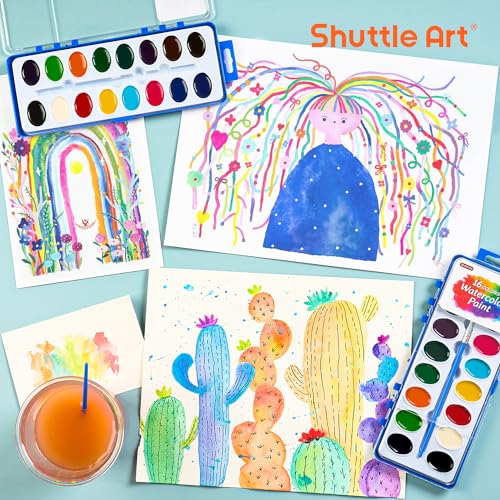 Shuttle Art 16 Colors Watercolor Paint Set Bulk, 15 Pack, Watercolor Paint Set with Paint Brushes for Kids and Adults, Washable Paint for Classroom, Parties, Kindergarten and Art Activities - Image 4