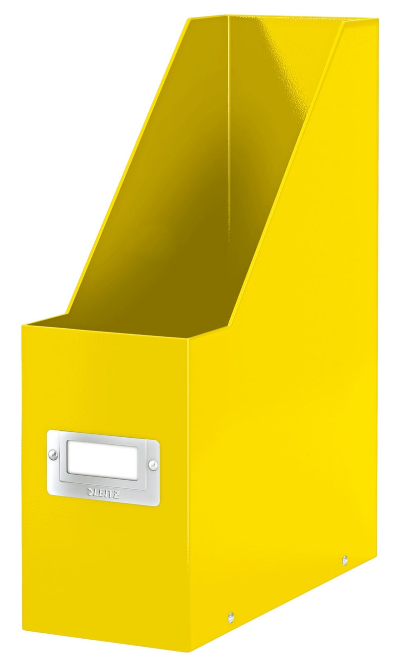 Leitz Magazine File Holder, A4, Cardboard Document Storage Box with Label, Foldable, for Home, Office & School, Click and Store Range 60470016 - Yellow - Image 1