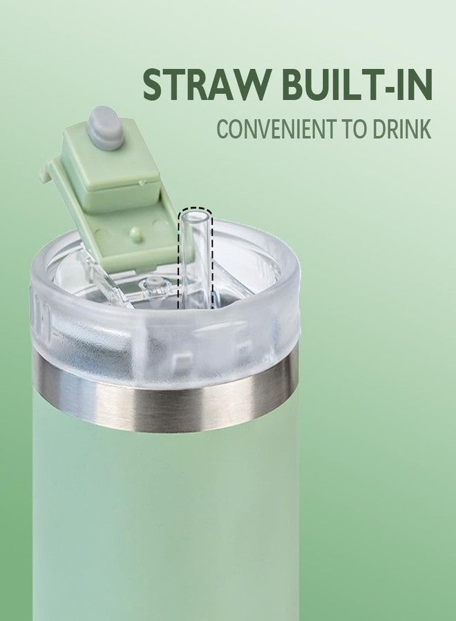 TYESO Vacuum Insulated Tumbler Water Bottle Cold Insulation Stainless Steel Bottle Straw Handle Mug Double Wall Wide Mouth (LIGHT PINK, 40 oz) - Image 5