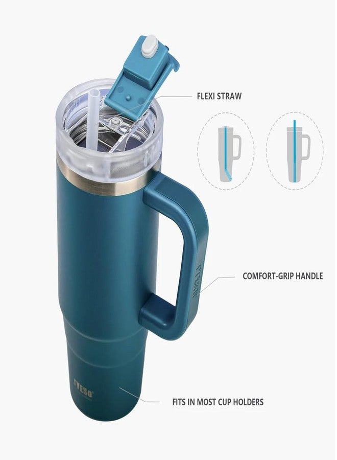 TYESO Vacuum Insulated Tumbler Water Bottle Cold Insulation Stainless Steel Bottle Straw Handle Mug Double Wall Wide Mouth (LIGHT PINK, 40 oz) - Image 4