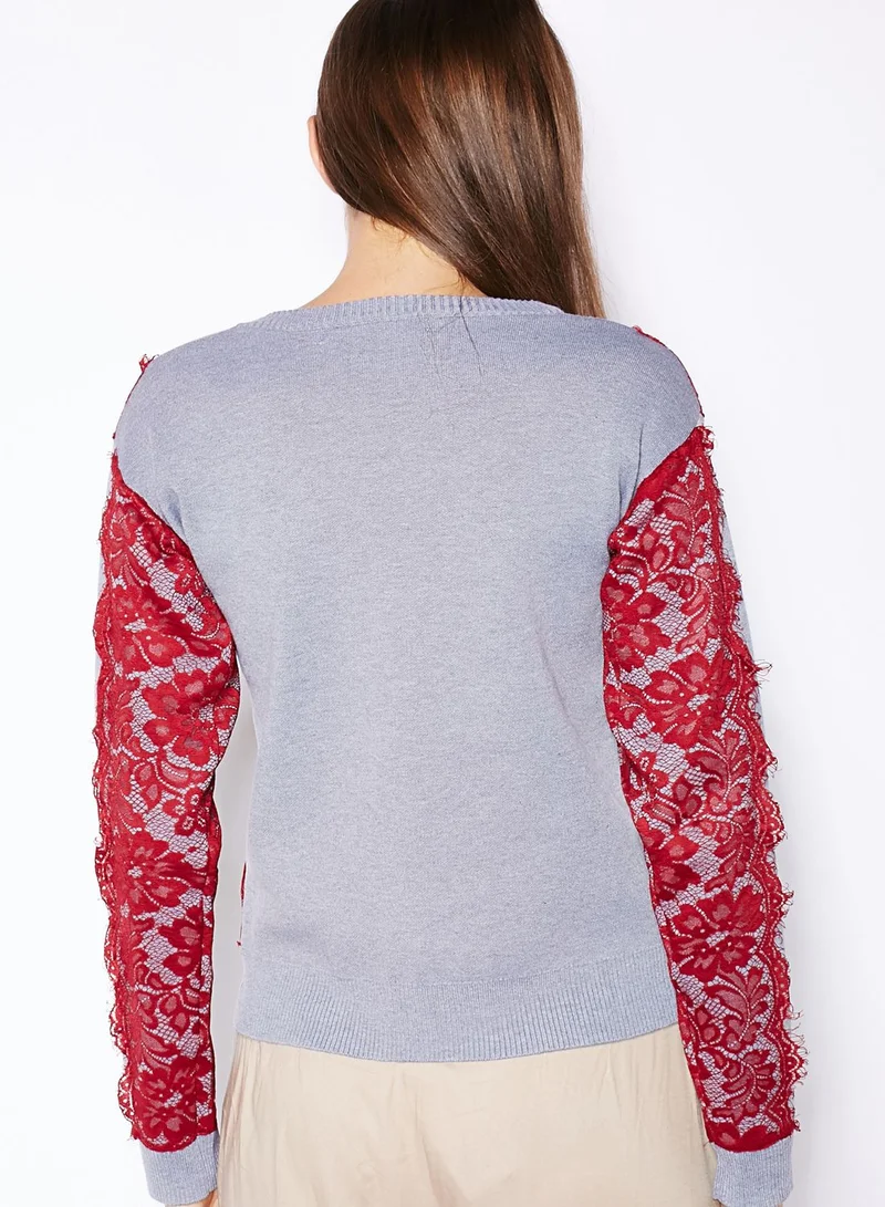 English Factory Lace Trim Sweater