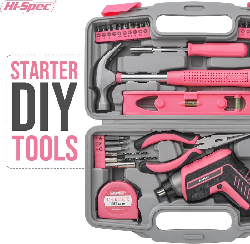 Hi-Spec 35 Piece Pink USB 3.6V Electric Power Screwdriver & DIY Tool Kit - Image 4
