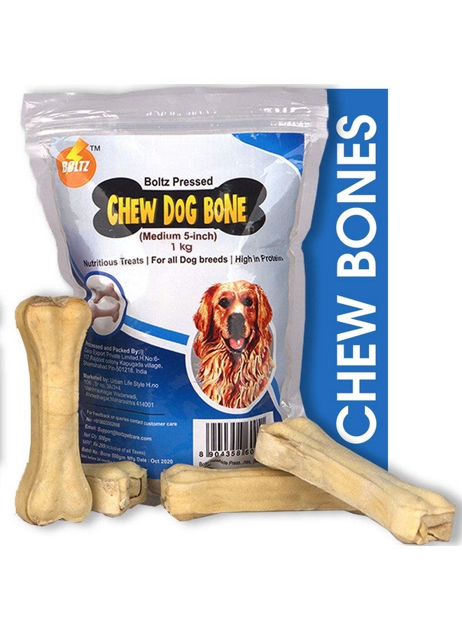 Boltze Adult Rawhide Pressed Dog Chew Bone-1000Gm, Bone Treats 100% Edible, Reduce Tartar & Plaque, Strengthen Dogs Teeth, Chicken Flavour, 5" Size Bone (1000Gm,Pack Of 1) - Image 1