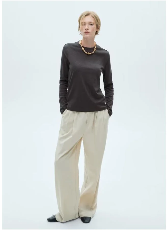 MANGO Biri Crew Neck Long Sleeve Top