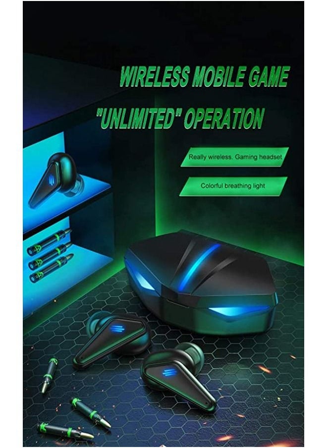 SHOPI - K55 Gaming Headset Low Delay TWS Fone Bluetooth Earphones Earbuds with Mic Bass Audio Sound Positioning PUBG Wireless Headphones Black - Image 1