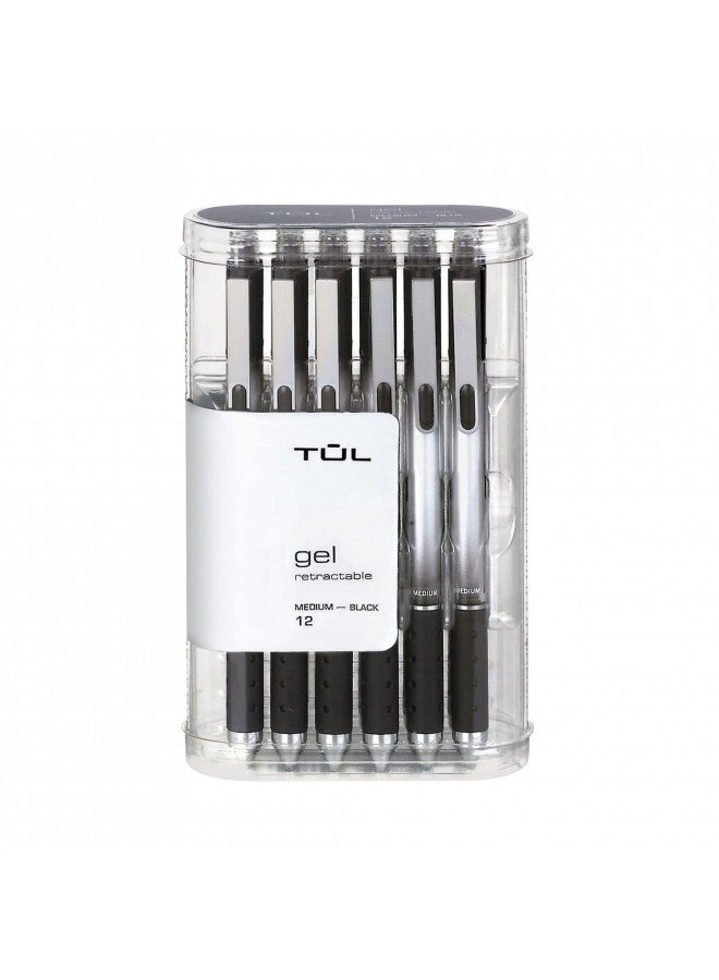 TUL Gel Pens, Retractable, Medium Point, 0.7 mm, Gray Barrel, Black Ink, Pack Of 12 - Image 2