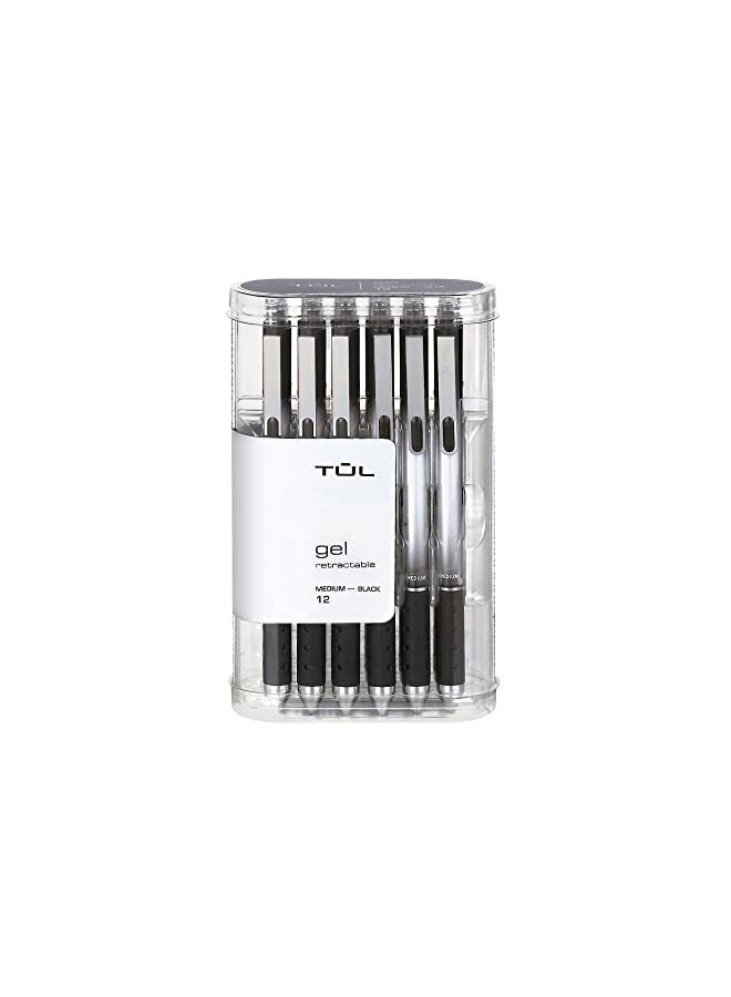 TUL Gel Pens, Retractable, Medium Point, 0.7 mm, Gray Barrel, Black Ink, Pack Of 12 - Image 1