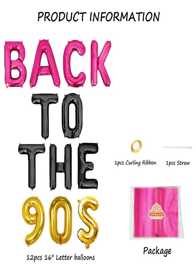 Geloar Back to the 90's Balloons, Retro Radio Back to the 90's Themed Decorations Party Banner Hip Hop 90th Birthday Party Supplies Banner Rock Punk Music Dance Disco Adult Birthday Banner 15Pcs of Geloar - Image 2