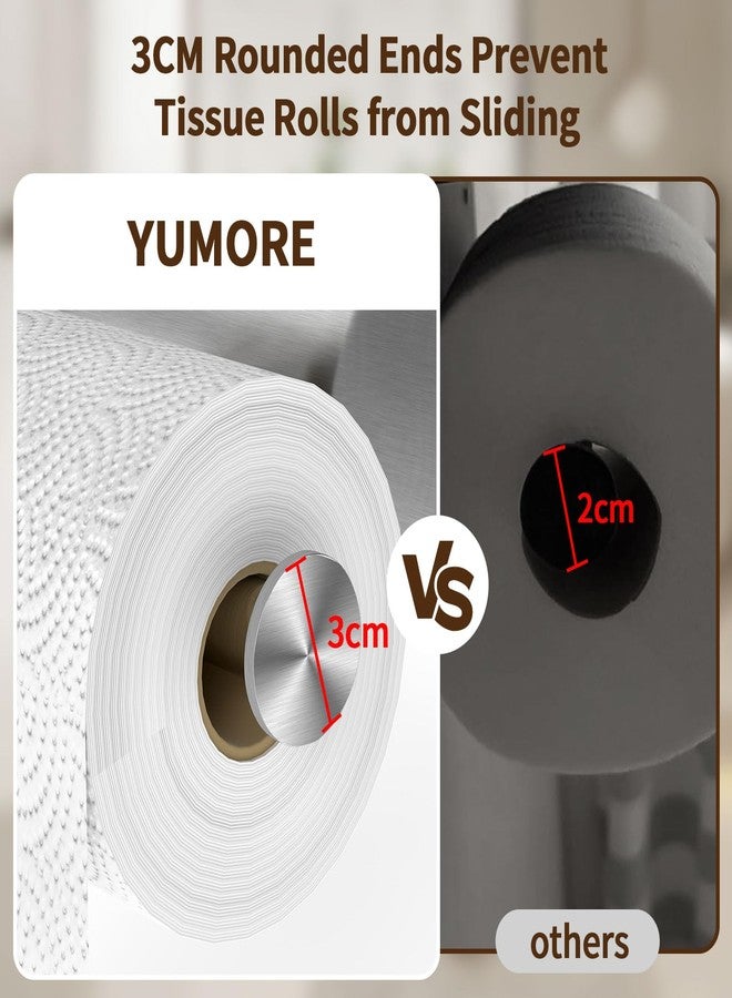 YUMORE Toilet Paper Holder, 304 Stainless Steel Bathroom Double Roll Tissue Holder with Shelf, Wall Mounted Washroom Dual TP Dispenser Storage, Flushable Wipes Dispenser, Brushed Nickel Finish - Image 3
