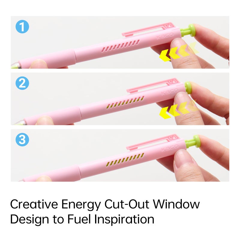 Kaco ON Gel Ink Pen 4 Pieces Creative Energy Cut-Out Window Design ZeroShake Core Technology for Stablization Mechanical Keyboard Tactile Cap - Image 2