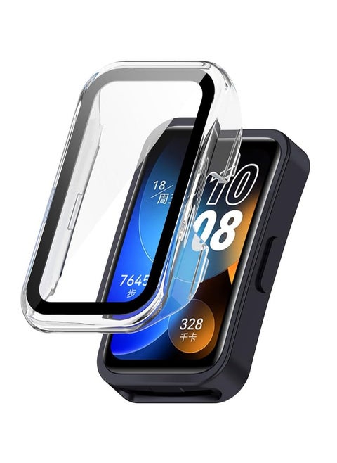 Protective Case Compatible with Huawei Band 9/Huawei Band 8 9H Hardness PC Case Bumper Full Slim Protective Cover with Tempered Glass For HUAWEI Band 8/Band 9 (Clear)