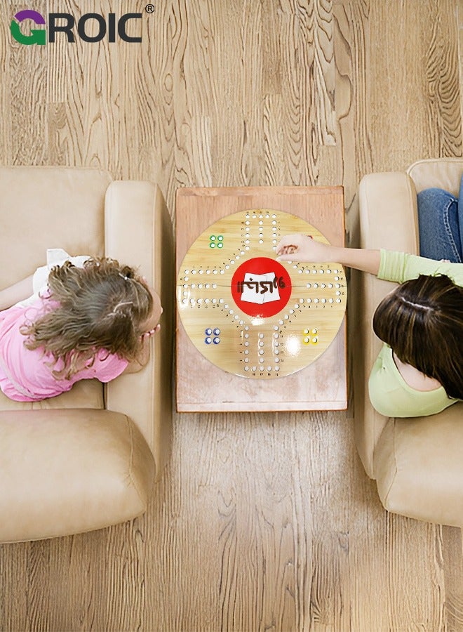 GROIC لعبة جاكارو اللوحية، لعبة لوحية قابلة للطي لأربعة لاعبين مع 16 كرة وبطاقة، مقاس 38 سم × 38 سم، لعبة جاكارو العائلية، لعبة الرخام - Image 5