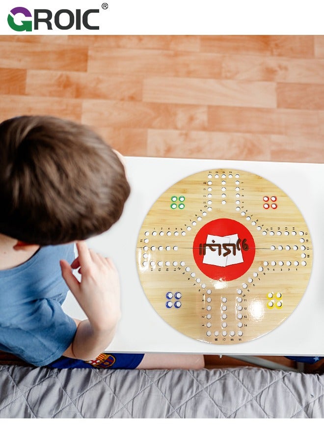 GROIC لعبة جاكارو اللوحية، لعبة لوحية قابلة للطي لأربعة لاعبين مع 16 كرة وبطاقة، مقاس 38 سم × 38 سم، لعبة جاكارو العائلية، لعبة الرخام - Image 3
