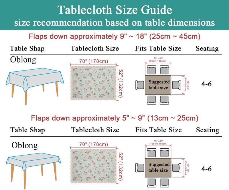 YEESSION Floral Print Polyester Rectangle Tablecloth 52 x 70 Inch Stain Resistant and Waterproof Wine Tablecloth for Kitchen Dining Indoor Outdoor Buffet Tabletop Decoration (Light Green) - Image 3