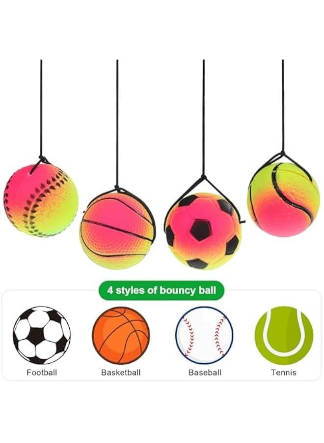 4pcs Wrist Return Ball Sports Ball on a String Toy Rubber Basketball Baseball Football Rebound Wristband for Boys Girls - Image 5