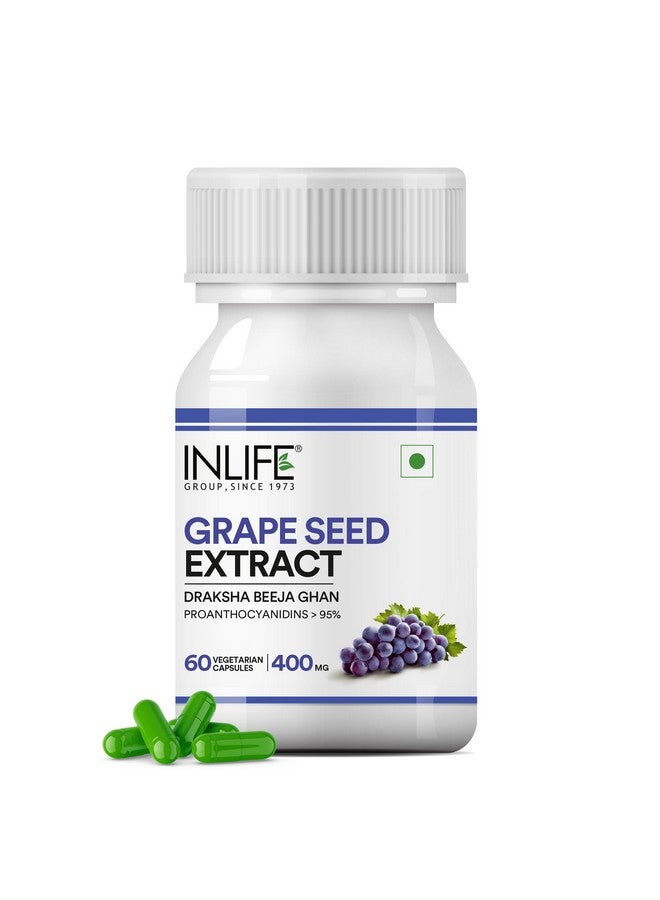 Inlife مستخلص بذور العنب INLIFE (بروانثوسيانيدين > 95%) مضاد للأكسدة، 400 ملغ - 60 كبسولة نباتية (عبوة من 1، 60) - Image 1