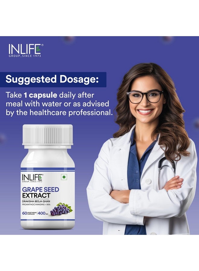 Inlife مستخلص بذور العنب INLIFE (بروانثوسيانيدين > 95%) مضاد للأكسدة، 400 ملغ - 60 كبسولة نباتية (عبوة من 1، 60) - Image 3