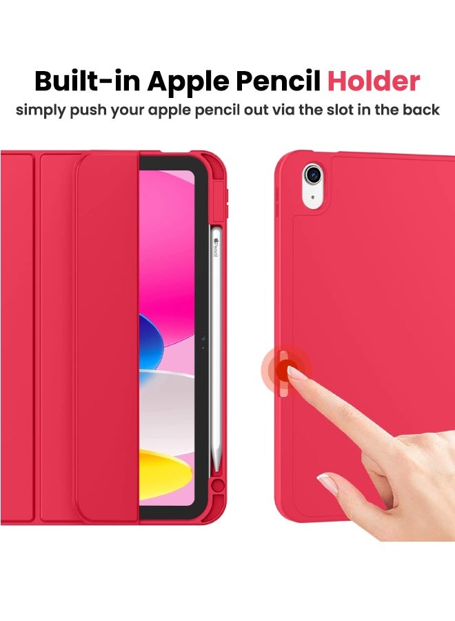 SPFYEAH iPad (A16) 11th Generation 11 inch (2025) / iPad 10th Generation 10.9 inch (2022) Cover, with Pencil Holder, Auto Wake/Sleep, Trifold Stand Smart Case Cover with Soft TPU Back, Red - Image 3