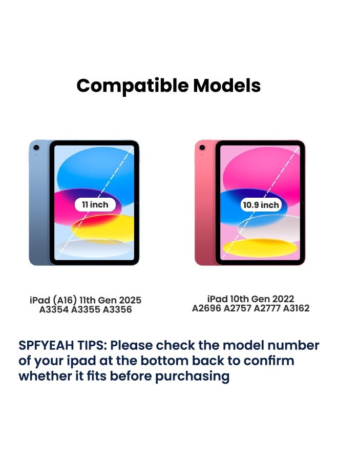 SPFYEAH iPad (A16) 11th Generation 11 inch (2025) / iPad 10th Generation 10.9 inch (2022) Cover, with Pencil Holder, Auto Wake/Sleep, Trifold Stand Smart Case Cover with Soft TPU Back, Red - Image 2
