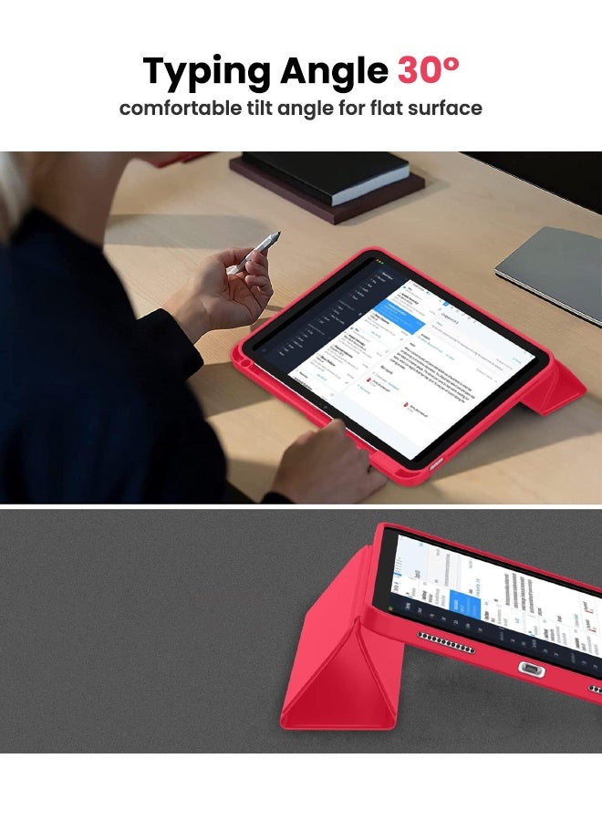 SPFYEAH iPad (A16) 11th Generation 11 inch (2025) / iPad 10th Generation 10.9 inch (2022) Cover, with Pencil Holder, Auto Wake/Sleep, Trifold Stand Smart Case Cover with Soft TPU Back, Red - Image 5