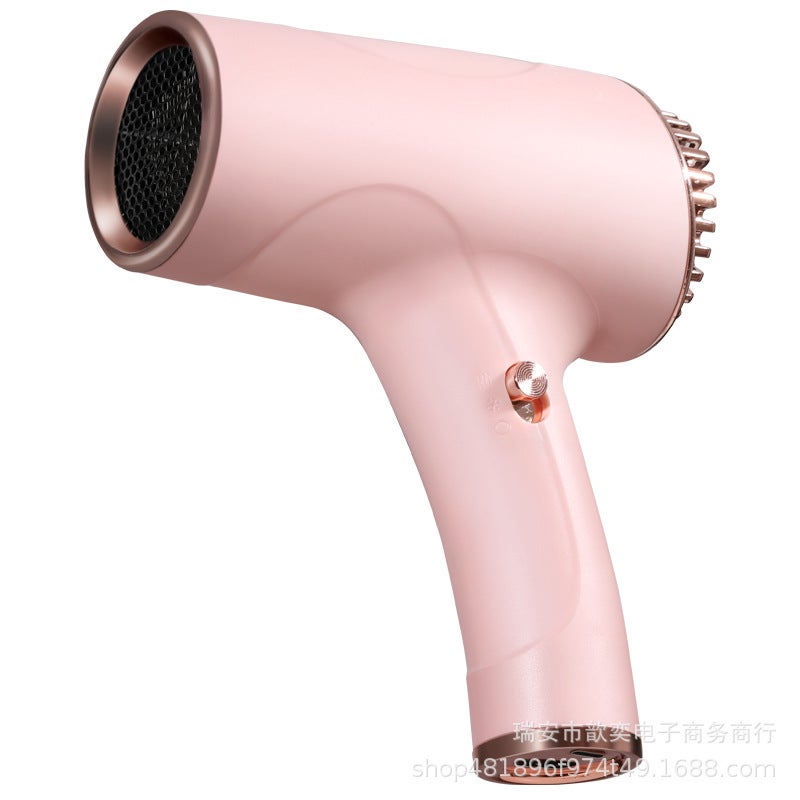 general Wireless portable hair dryer high-power household quick-drying hair dryer negative ion hair care cooling and heating hair dryer Pink