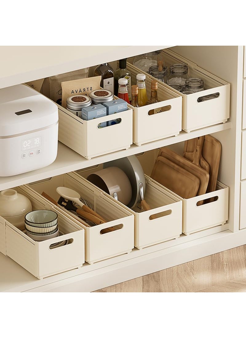 divinezon divinezon Set Of 3 Stackable Foldable Slider Storage Box | Multipurpose Adjustable storage organizer for Home & Kitchen Accessories | White | 28-48 X 20 X 15 CM  - Image 5