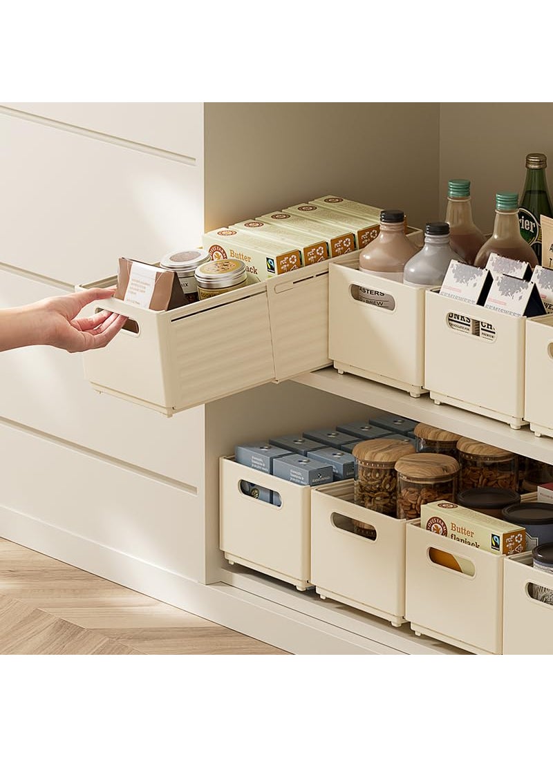 divinezon divinezon Set Of 3 Stackable Foldable Slider Storage Box | Multipurpose Adjustable storage organizer for Home & Kitchen Accessories | White | 28-48 X 20 X 15 CM  - Image 4