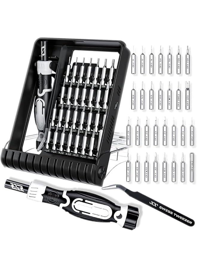 PROMASS promass Precision Screwdriver Set, 32-Piece Magnetic Bits with Tweezers, Ideal for Repairing Mobile Phones, Laptops, Cameras, Tablets, and More, Compact Electronic Repair Kit (Black)  - Image 5